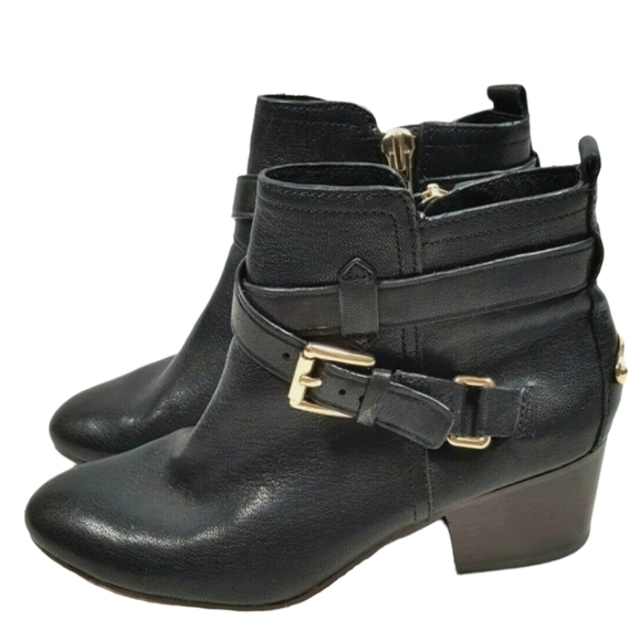 Coach Shoes - Coach Pauline Leather Gold Buckle Harness Ankle Booties Boots Shoes Black 5.5B